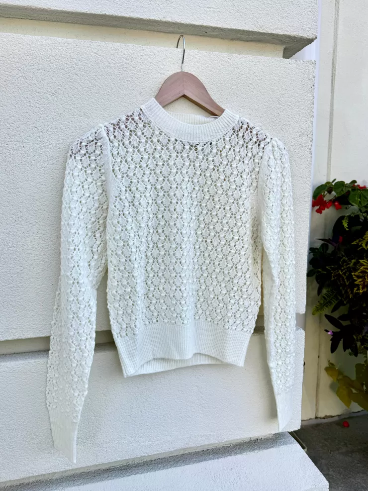 Aylina Pointelle Puff Sleeve Sweater In >BERENICE PARIS Hot