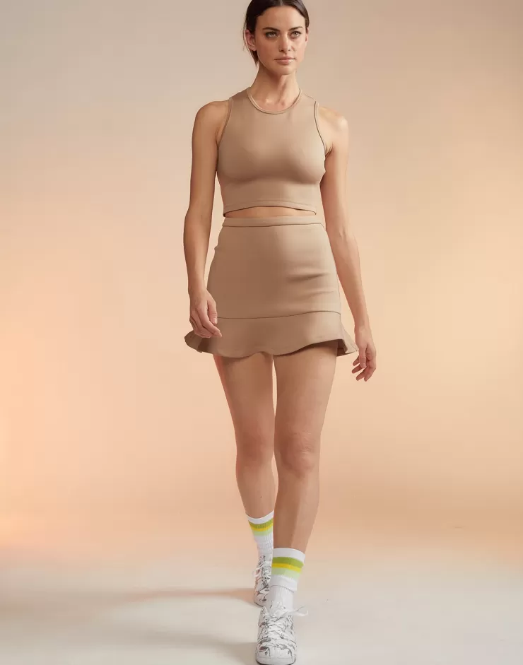 Bonded Mini Skirt In Tan>CYNTHIA ROWLEY Best Sale