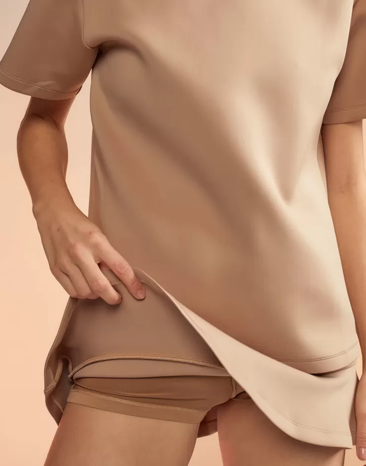 Bonded Mini Skirt In Tan>CYNTHIA ROWLEY Best Sale