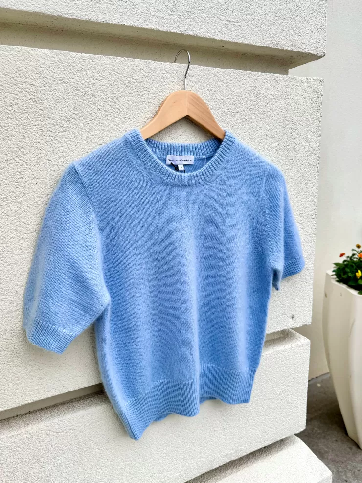 Brushed Cashmere Tee In >WHITE AND WARREN Flash Sale