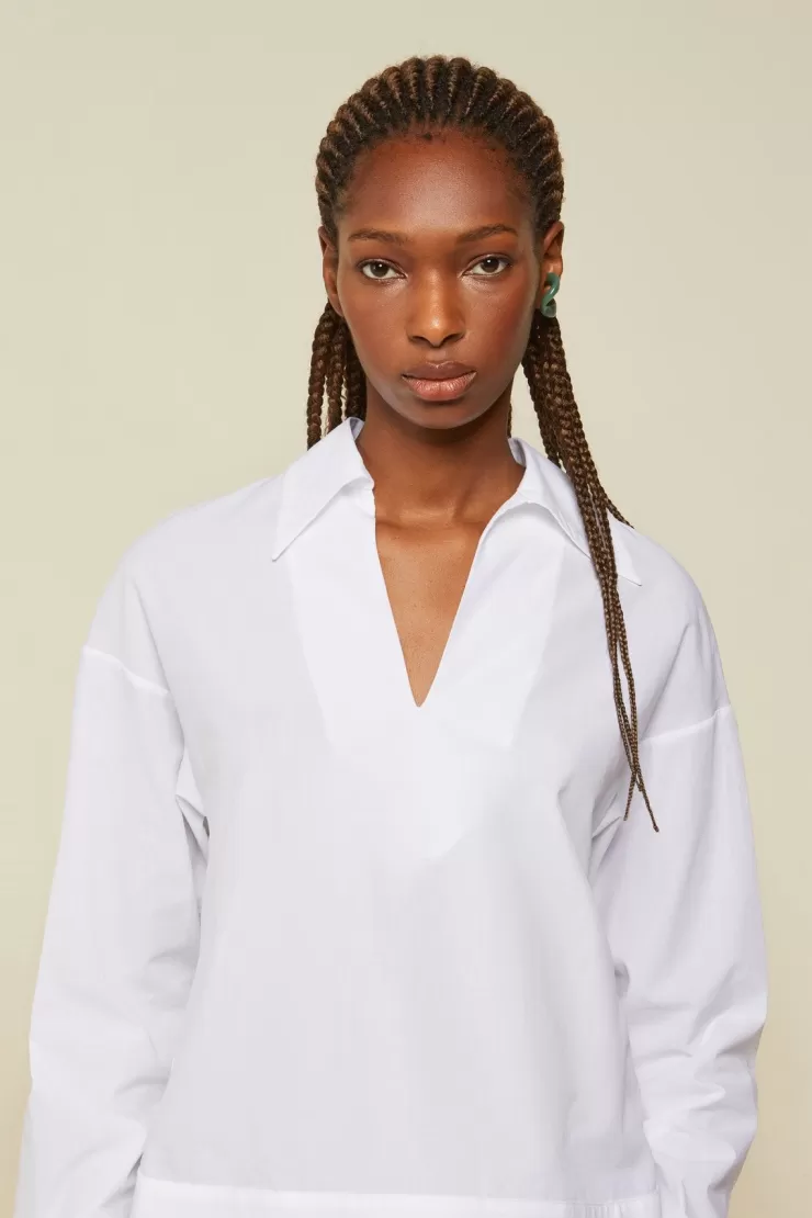 Button Detailed Cotton Poplin Shirt In >OTTOD'AME Cheap