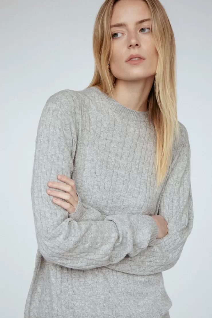 Cashmere Braided Crew Sweater In >AMANDA MARIA Shop