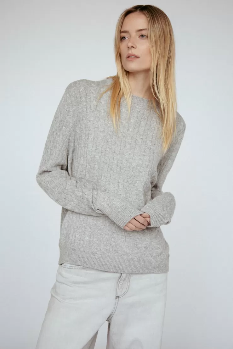 Cashmere Braided Crew Sweater In >AMANDA MARIA Shop