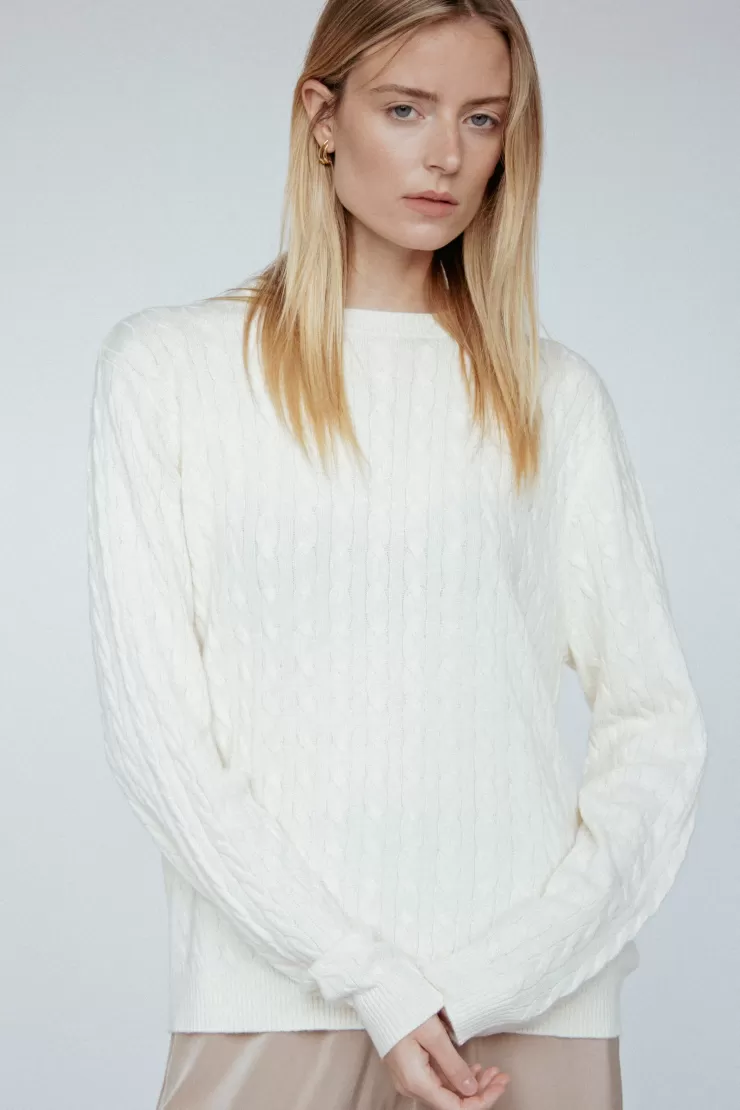 Cashmere Braided Crew Sweater In >AMANDA MARIA Cheap