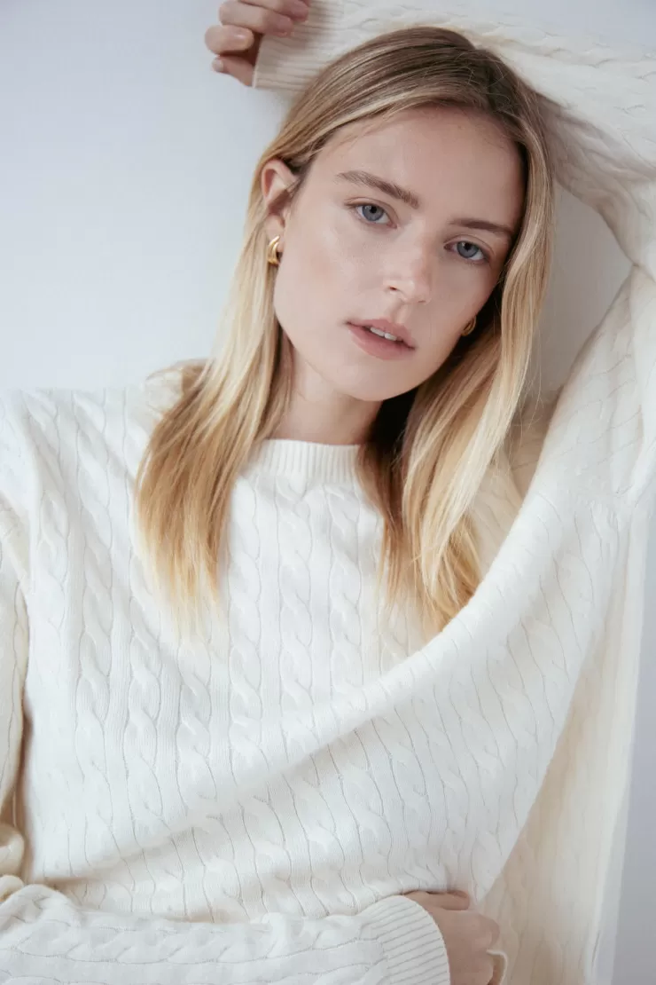 Cashmere Braided Crew Sweater In >AMANDA MARIA Cheap