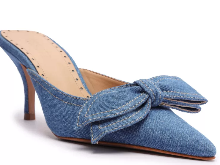 Claire Bow Slide Heel In Denim >SCHUTZ New