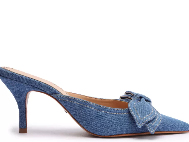 Claire Bow Slide Heel In Denim >SCHUTZ New