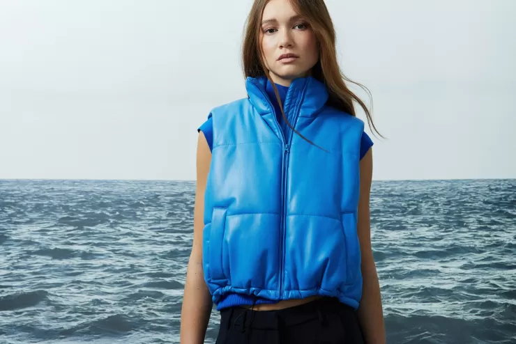 Clyde Vegan Leather Puffer Vest In >MELISSA NEPTON Shop