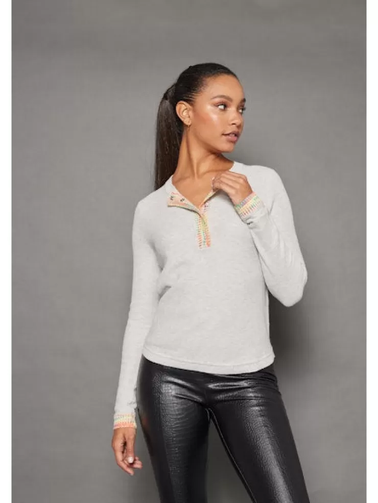 Double Track Henley Sweater In >LISA TODD Discount