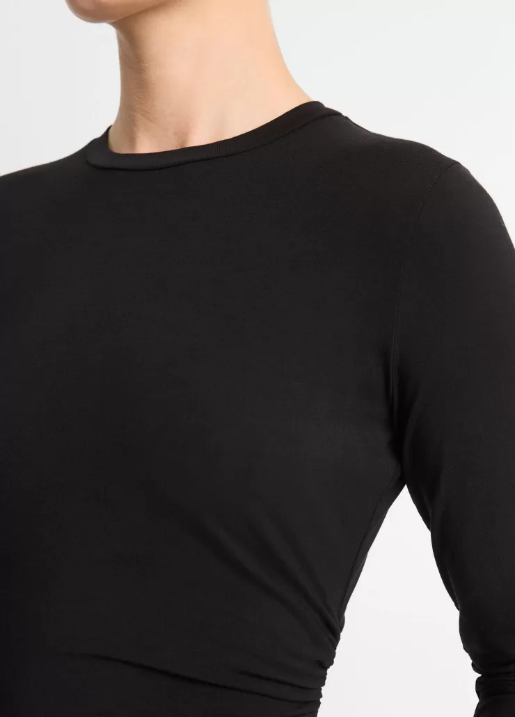 Draped Long Sleeve Crew Neck Top In >VINCE Online