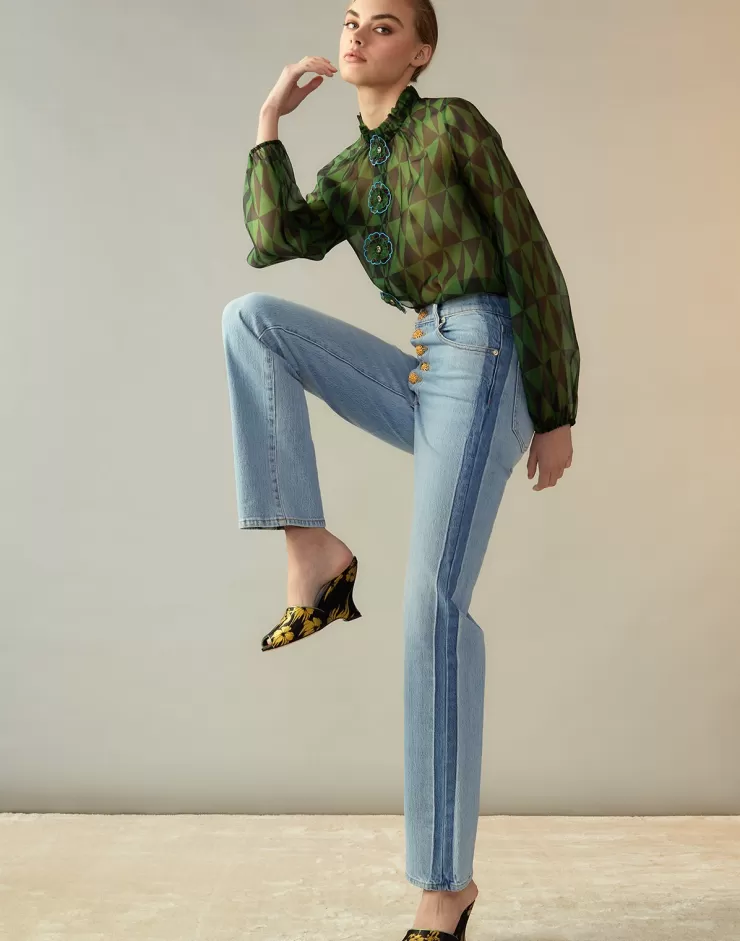 Evergreen Silk Organza Shirt In >CYNTHIA ROWLEY Cheap