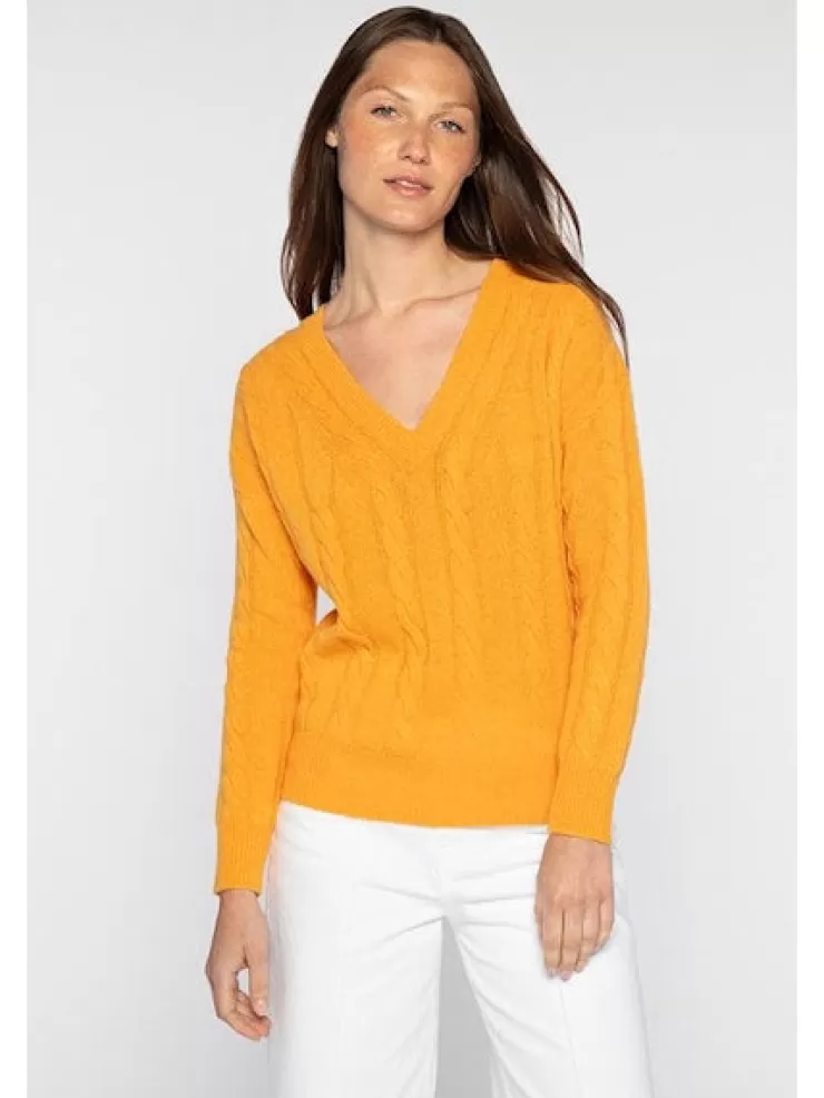 Fashion Cable V-Neck In >KINROSS CASHMERE Shop