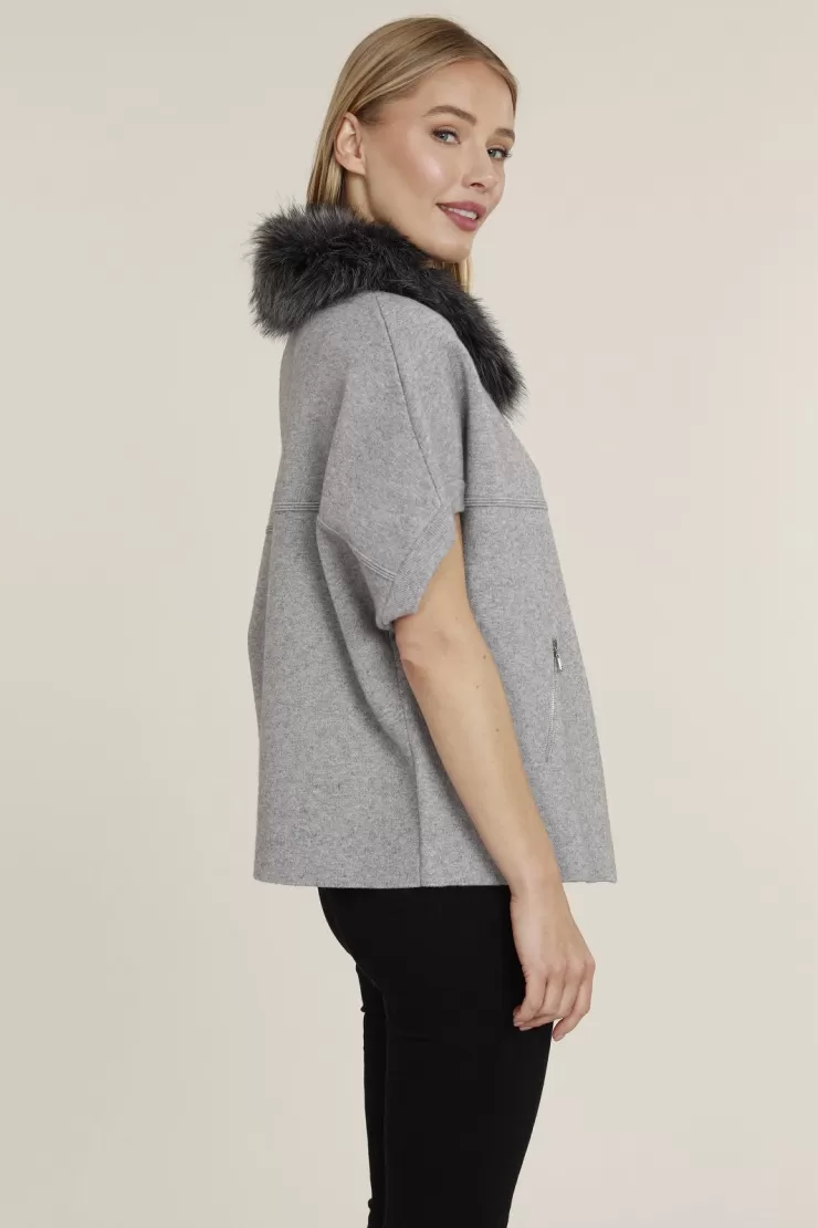 Faux Fur Collar Knit Cardigan In >DOLCE CABO Shop