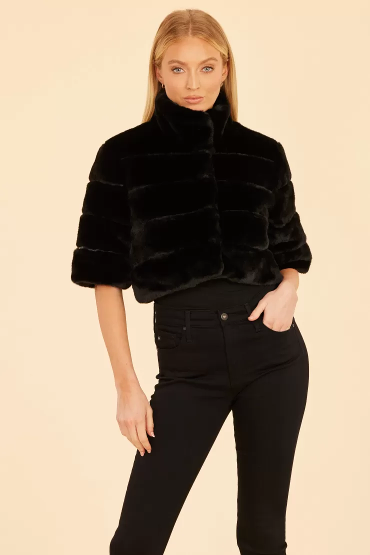 Faux Fur Paneled Cropped Jacket In >DOLCE CABO Fashion