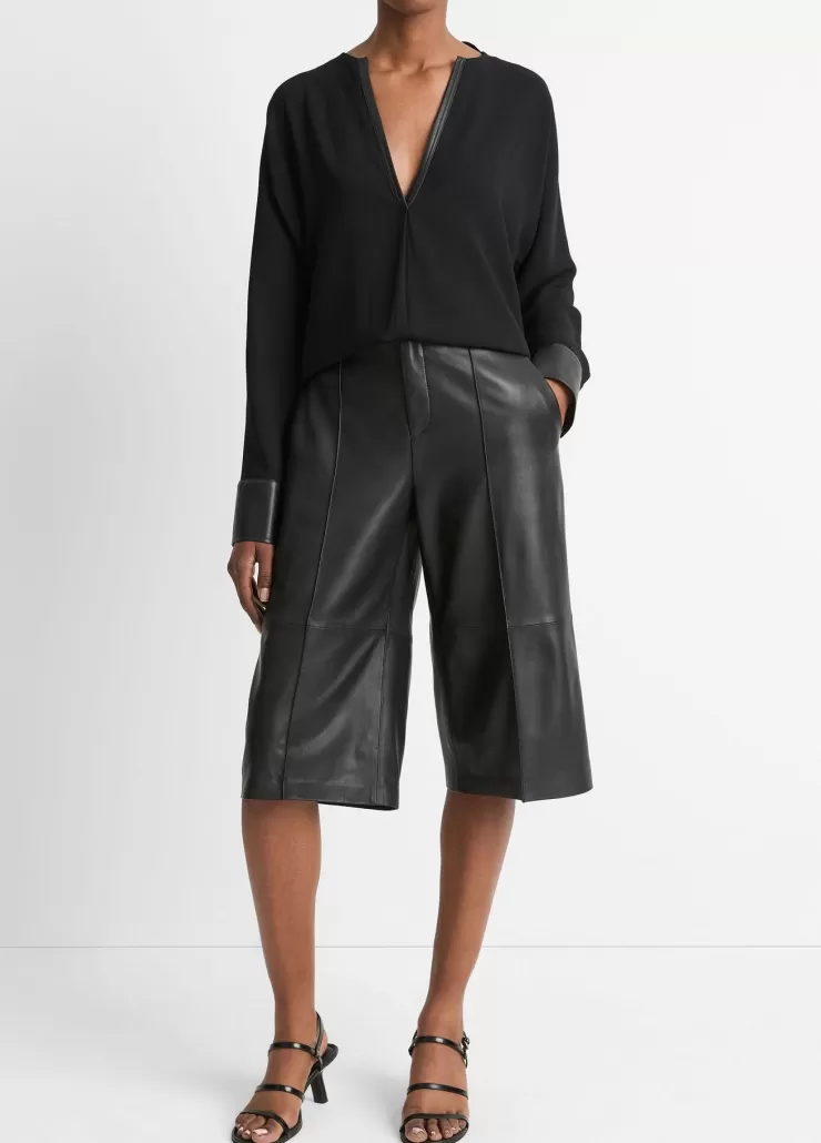 Faux Leather Trim Dolman Sleeve Blouse In >VINCE Best Sale