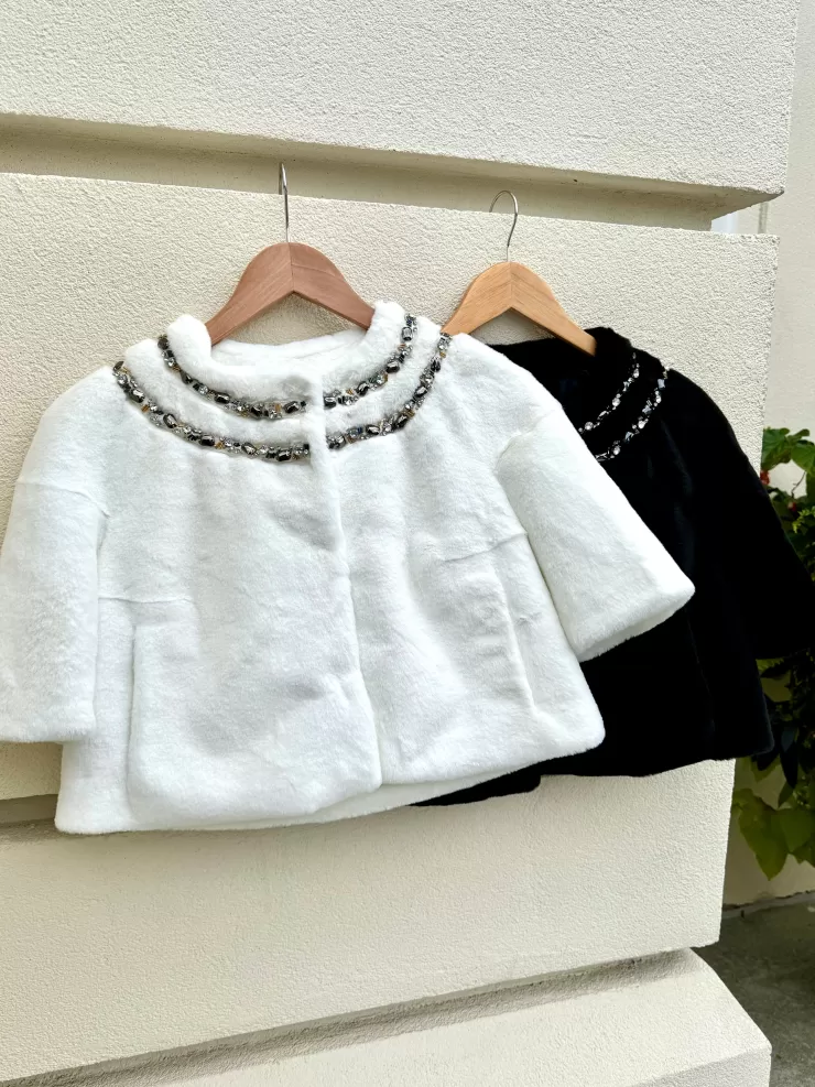 Faux Mink Crystal Bolero In >GLAMOURPUSS Clearance