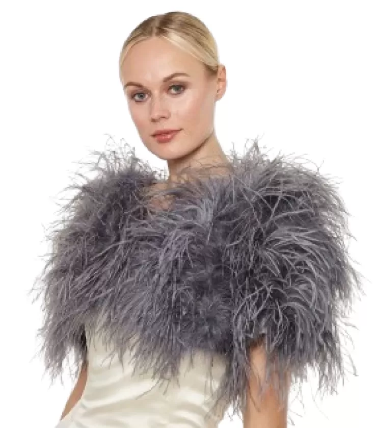 Feather Shoulder Shrug In >LINDA RICHARD Clearance