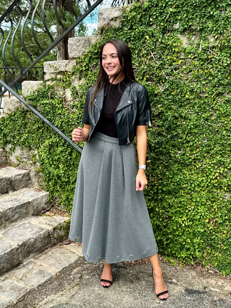 Fleece Midi Skirt In Grey>BEATRICE Store