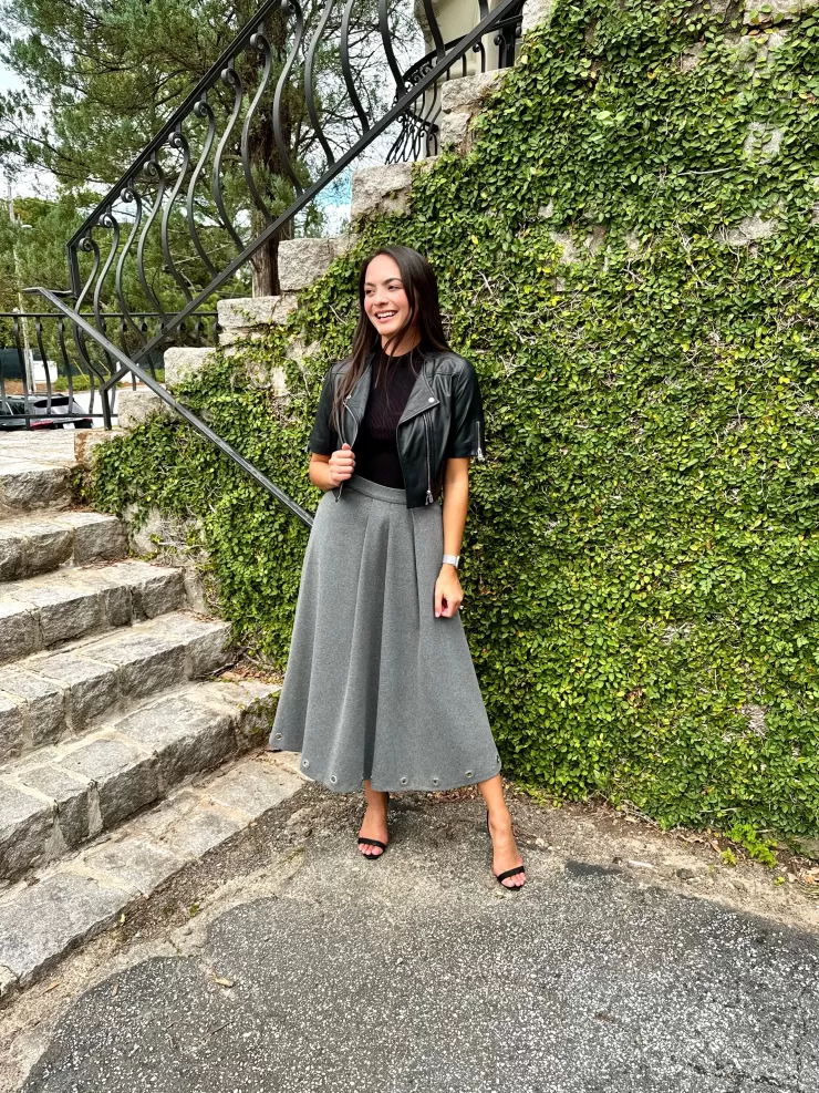 Fleece Midi Skirt In Grey>BEATRICE Store