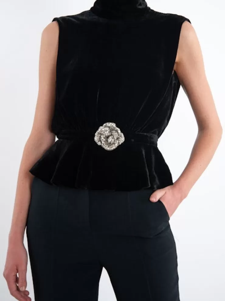 Fleur Velvet Top In Black>SALONI Discount