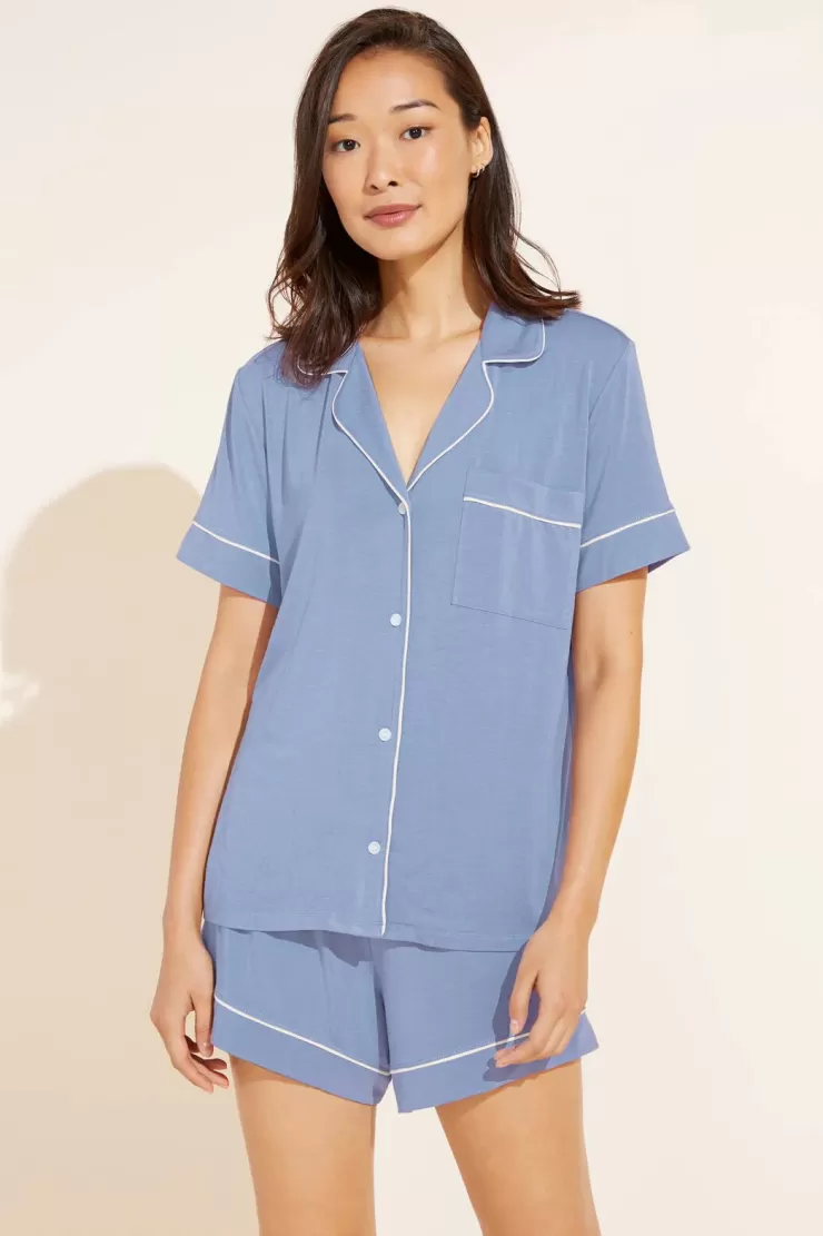 Gisele Relaxed Short PJ Set In Blue/Ivory>EBERJEY Cheap