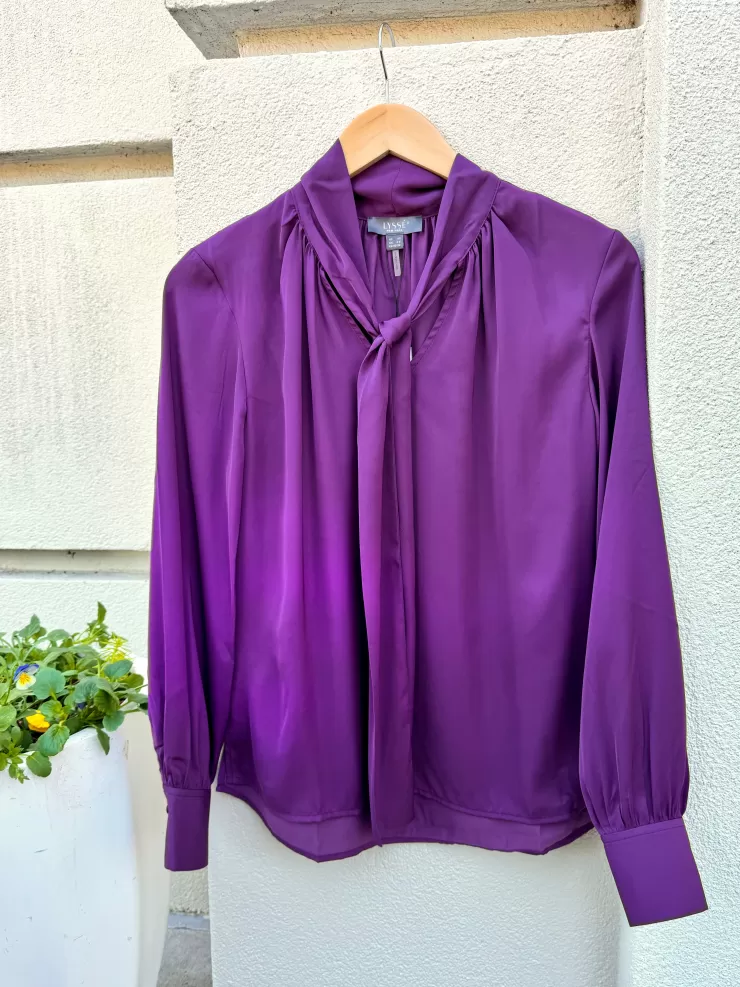 Janis Tie Neck Top In Plum>LYSSE New