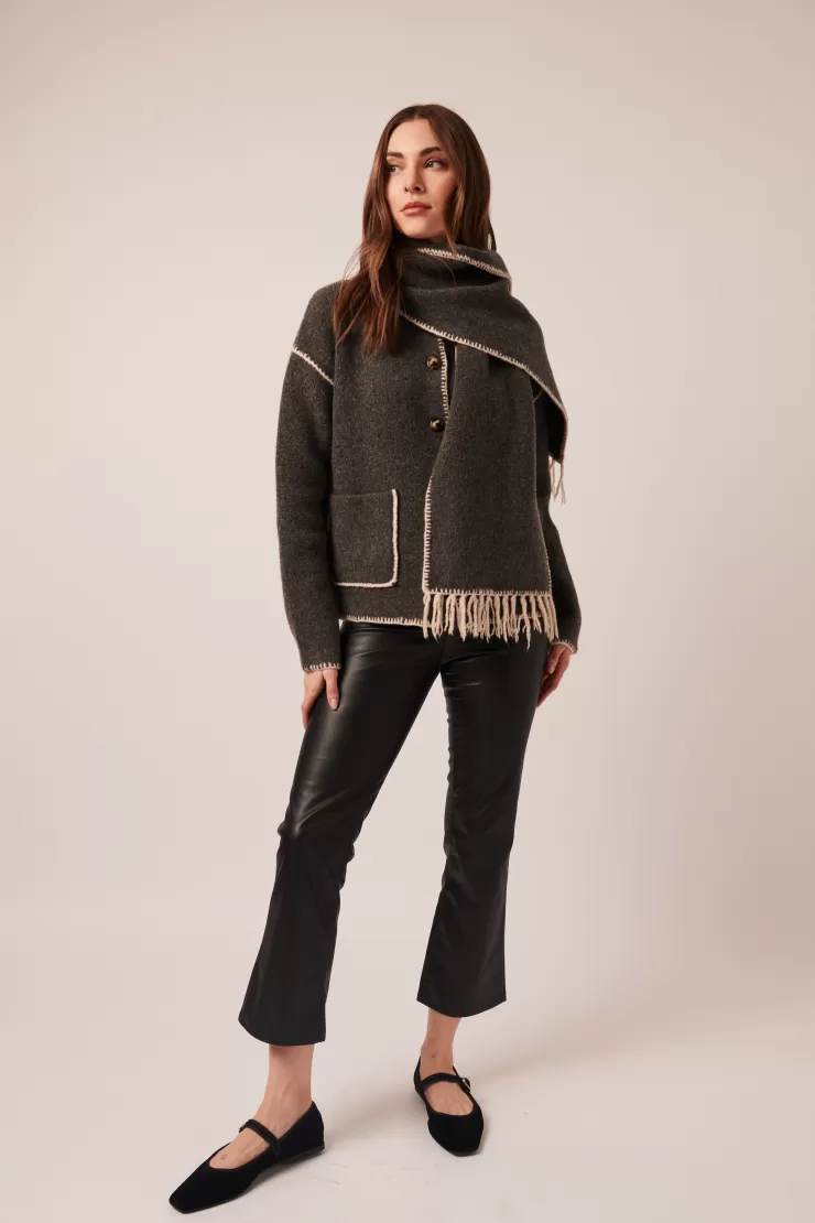 Kingsley Shacket With Fringe Scarf In >LINE Discount