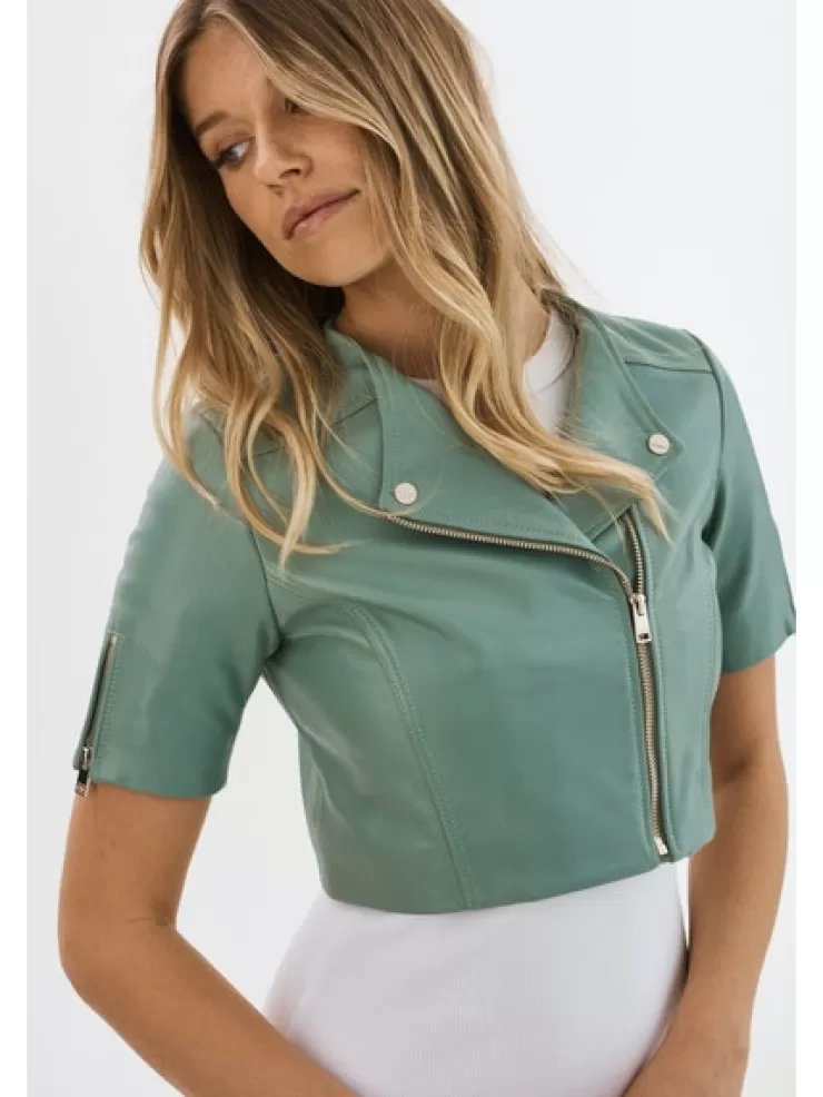 Kirsi Cropped Biker Jacket In >LAMARQUE Store