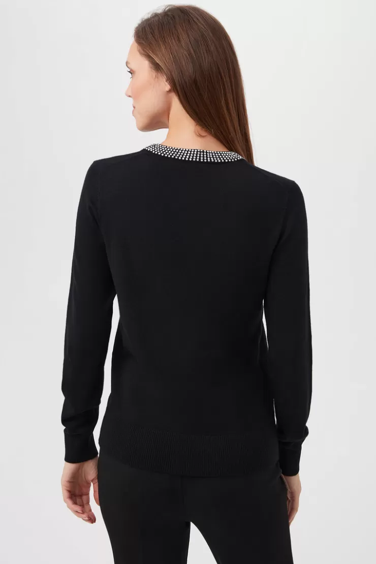 Laelia Rhinestone Trim Sweater In >TRINA TURK Cheap