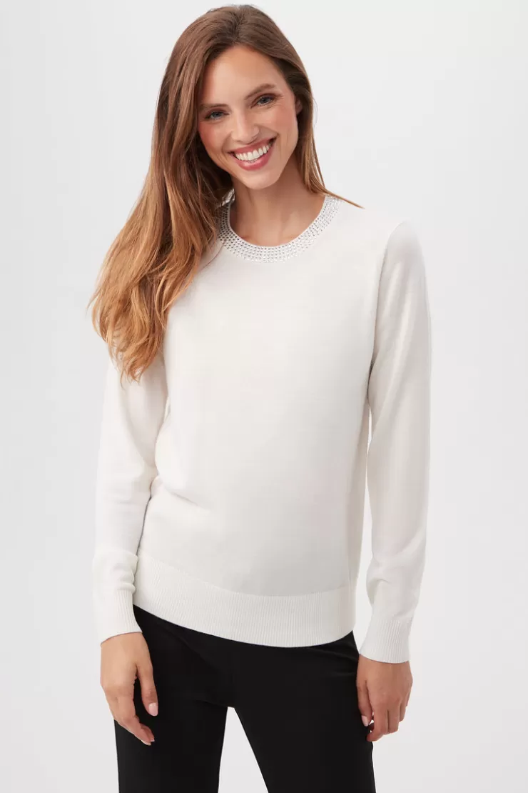 Laelia Rhinestone Trim Sweater In >TRINA TURK Clearance