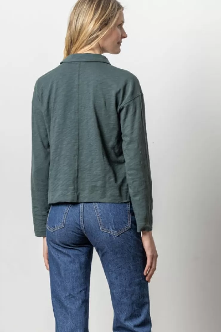 Long Sleeve Drop Shoulder Polo In Evegreen>LILLA P Shop