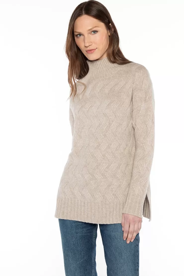 Luxe Cable Funnel Neck Sweater In >KINROSS CASHMERE Online