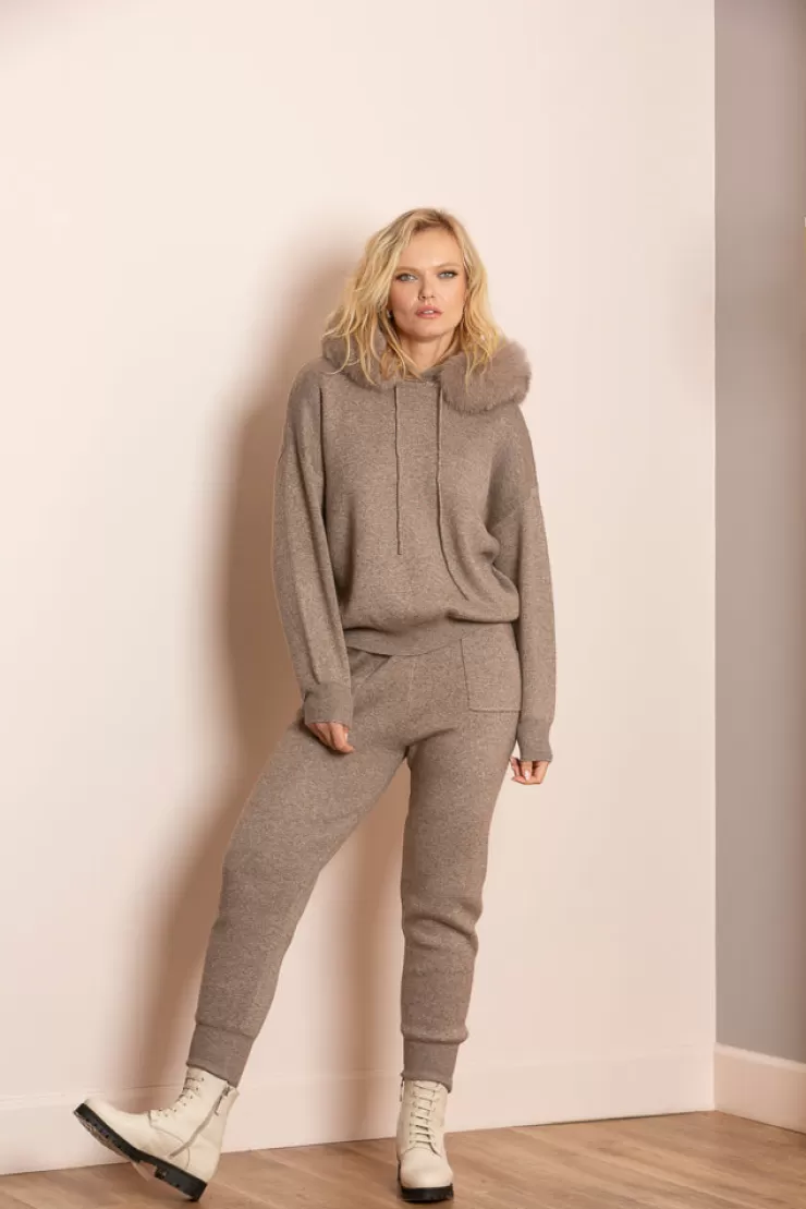 Madilyn Hooded Sweater With Detachable Faux Fur Trim In >JESSIE LIU Fashion