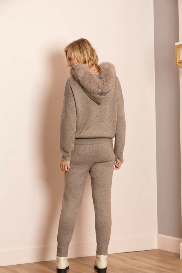 Madilyn Hooded Sweater With Detachable Faux Fur Trim In >JESSIE LIU Fashion