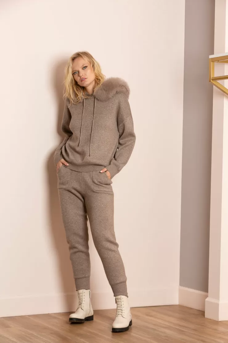 Madilyn Hooded Sweater With Detachable Faux Fur Trim In >JESSIE LIU Fashion