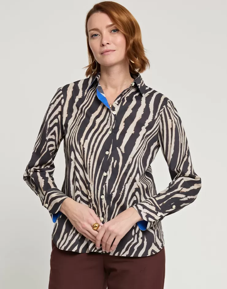 Margot Long Sleeve Zebra Print Shirt In *FINAL SALE*>HINSON WU New