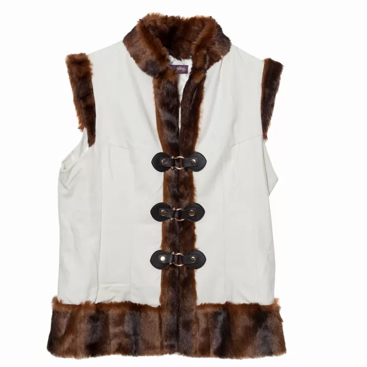 Marianna Faux Fur Trim Toggle Vest In >GLAMOURPUSS Flash Sale