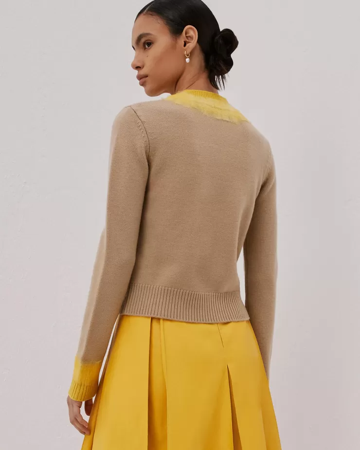 Marlene Two-Tone Pullover With Handmade Needling In Yellow>BEATRICE Cheap