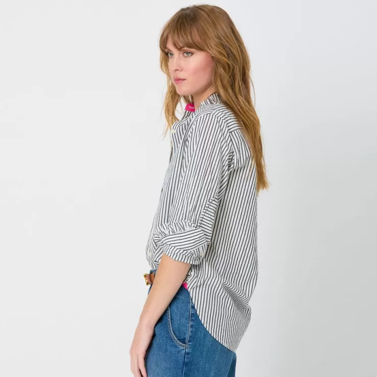 Mia Ruffle Stripe Shirt In >KERRI ROSENTHAL Outlet