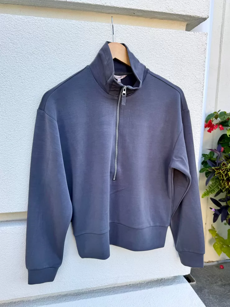 Mock Neck Half-Zip Modal Pullover In >ESQUALO Hot