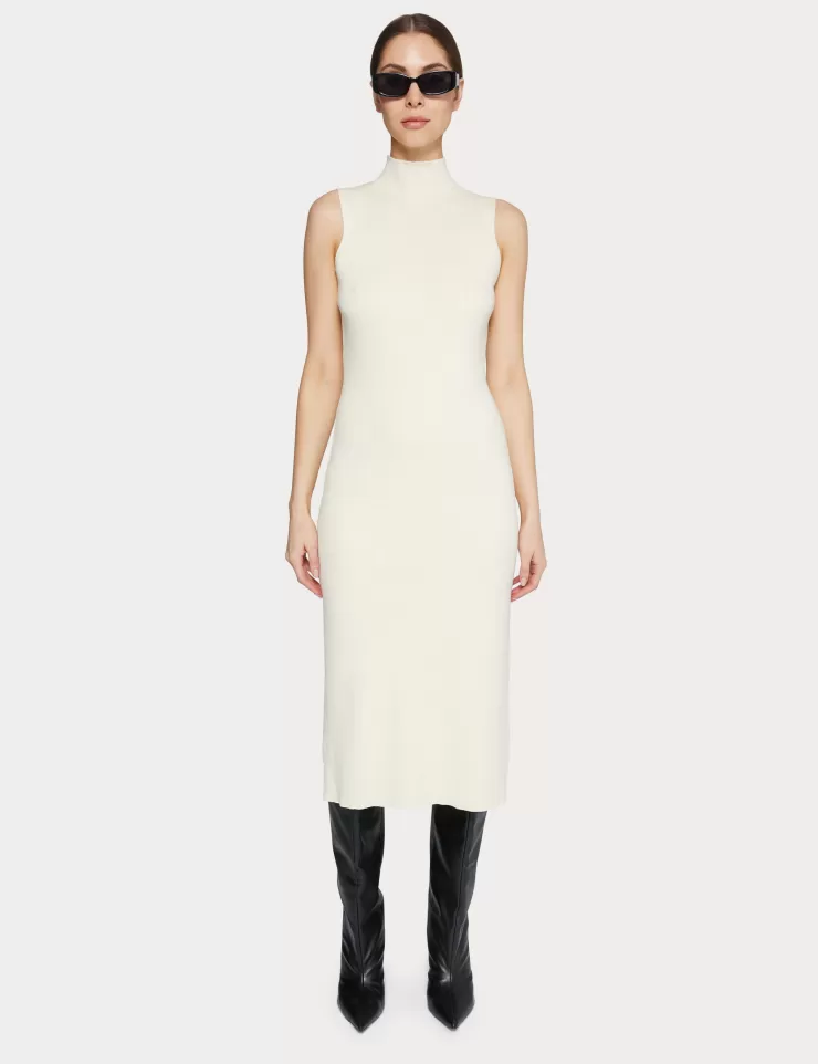 Naomi Modal Ribbed Dress In Ivory>AMANDA MARIA Cheap