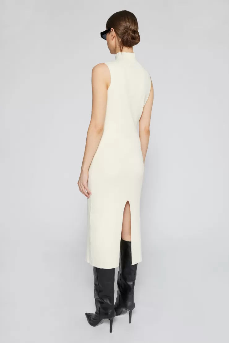 Naomi Modal Ribbed Dress In Ivory>AMANDA MARIA Cheap