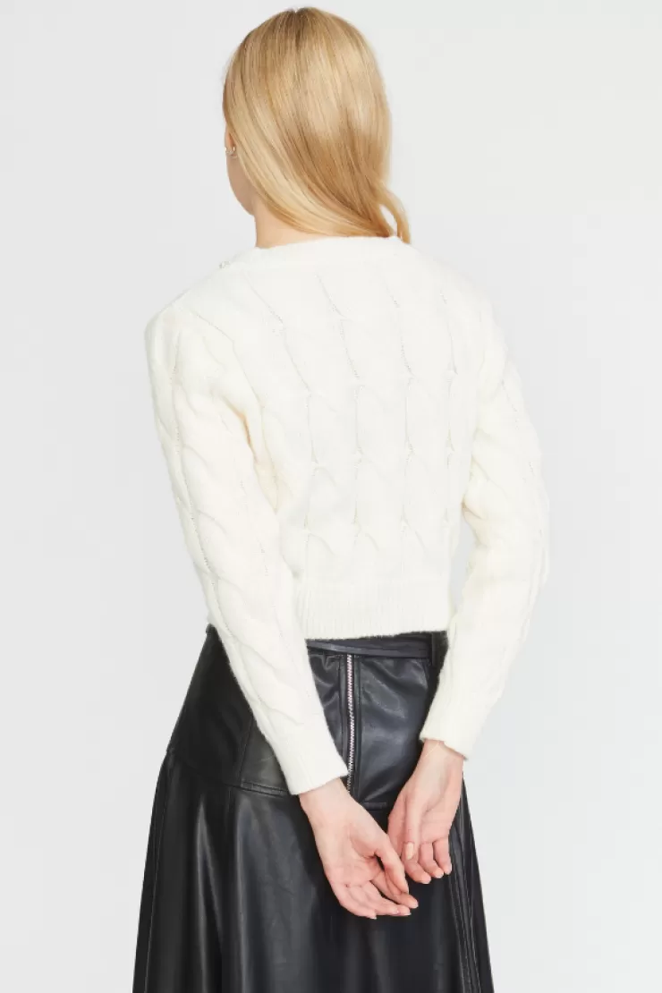 Pearl Trim Cable Knit Cardigan In >STELLAH Outlet