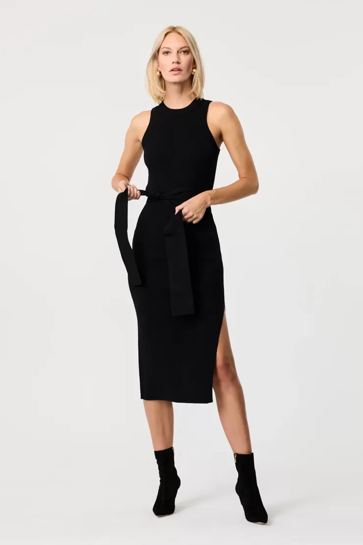 Piper Sleeveless Racerback Knit Tie Front Dress In Black>TOCCIN Discount