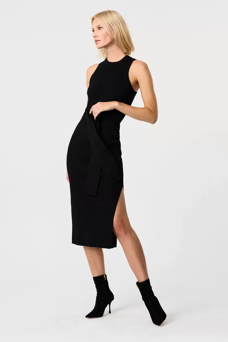Piper Sleeveless Racerback Knit Tie Front Dress In Black>TOCCIN Discount