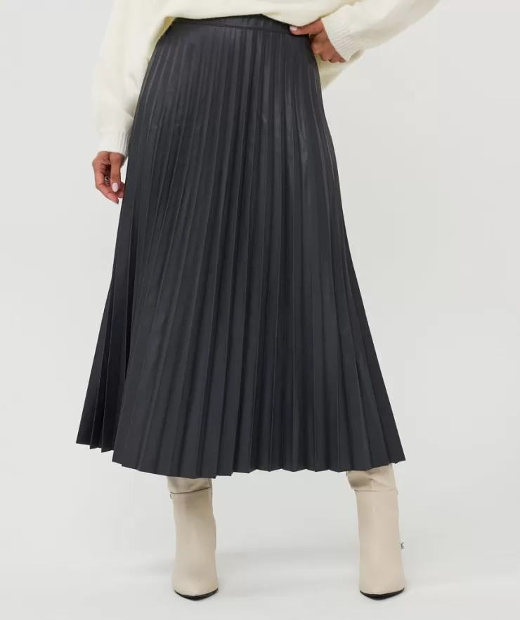 Plisse Vegan Leather Midi Skirt In >ESQUALO Outlet