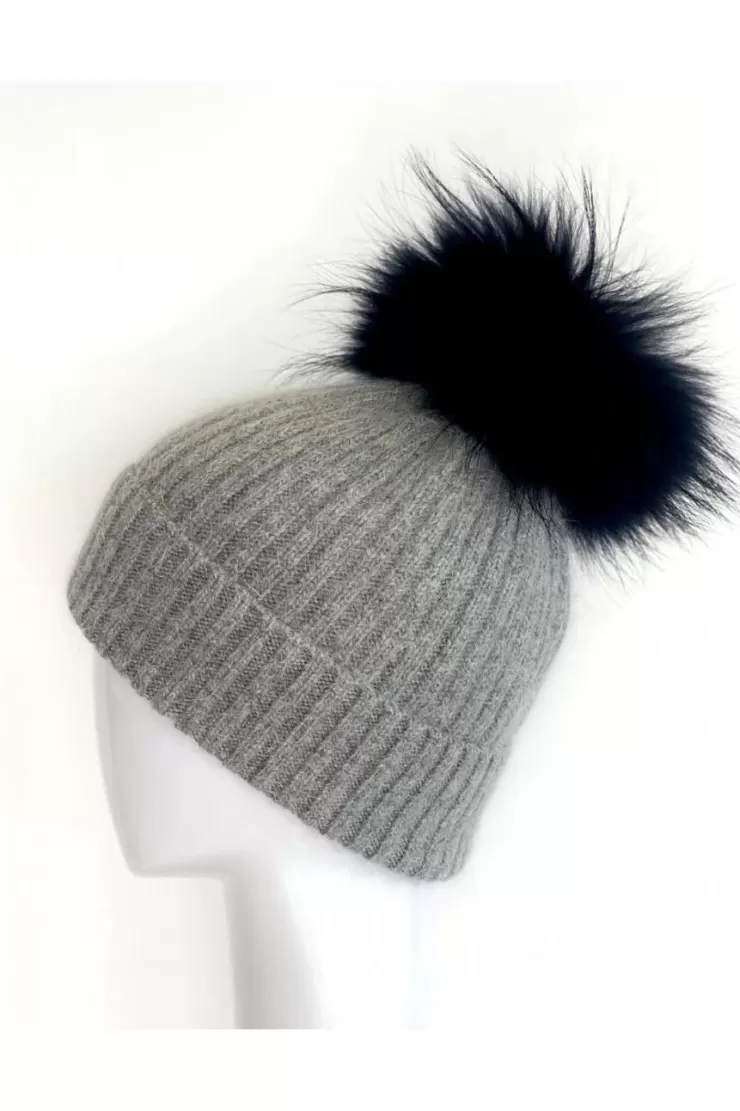 Pom Hat In Grey And >LINDA RICHARD Best Sale