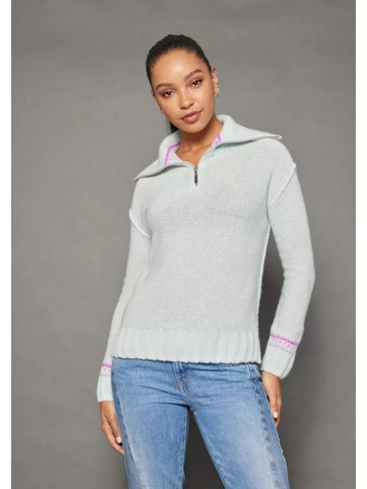 Powder Posh Half-Zip Sweater In Barely >LISA TODD Store