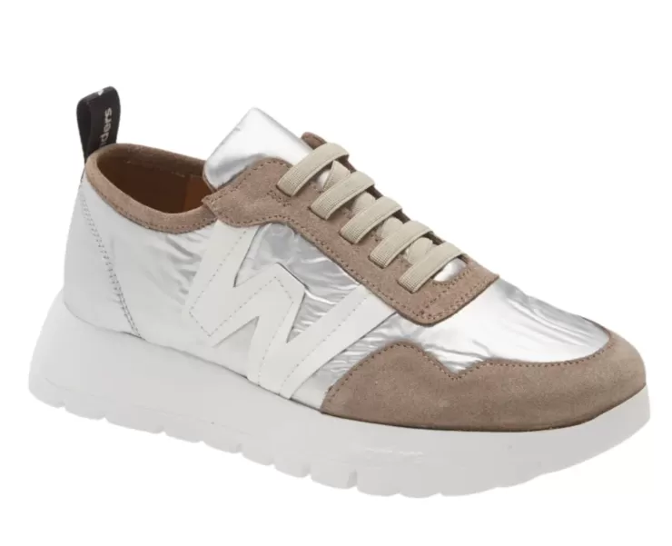 Racer Platform Sneakers In Taupe And Silver>WONDERS Clearance