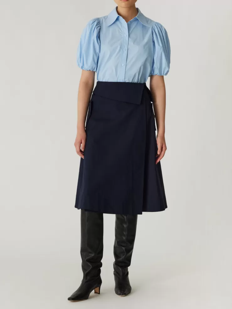 Refined Sateen Foldover Wrap Skirt In >REBECCA TAYLOR Clearance